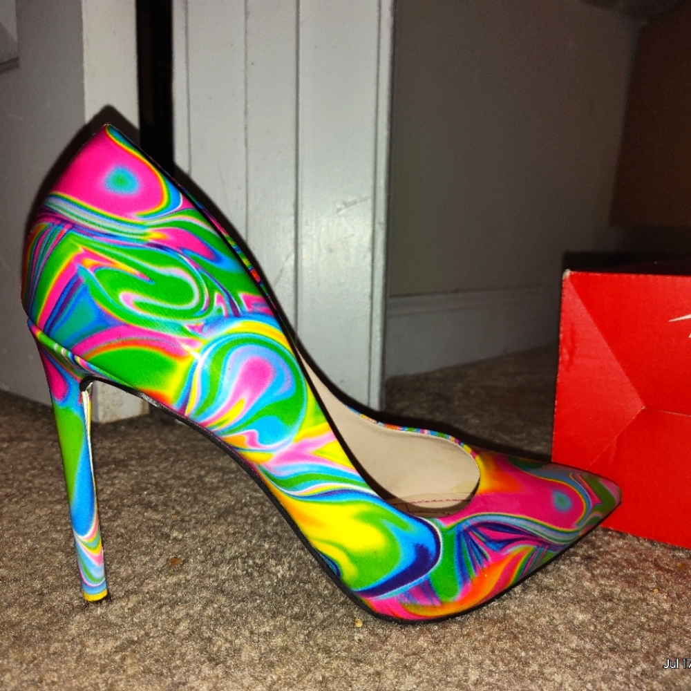 Size 8.5 Colorful/ Rainbow Rouge Heels (Gently Used/ Only Worn twice)